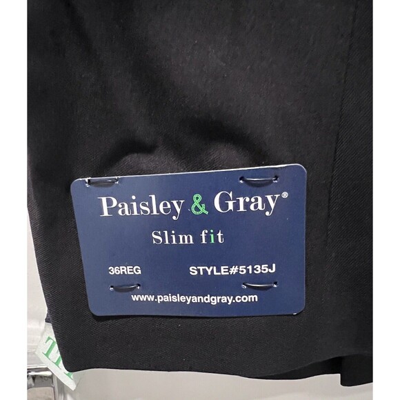 Paisley & Gray Men's Apparel Black Notch Trim Tuxedo Slim Fit Jacket Blazer 36R - Picture 8 of 13